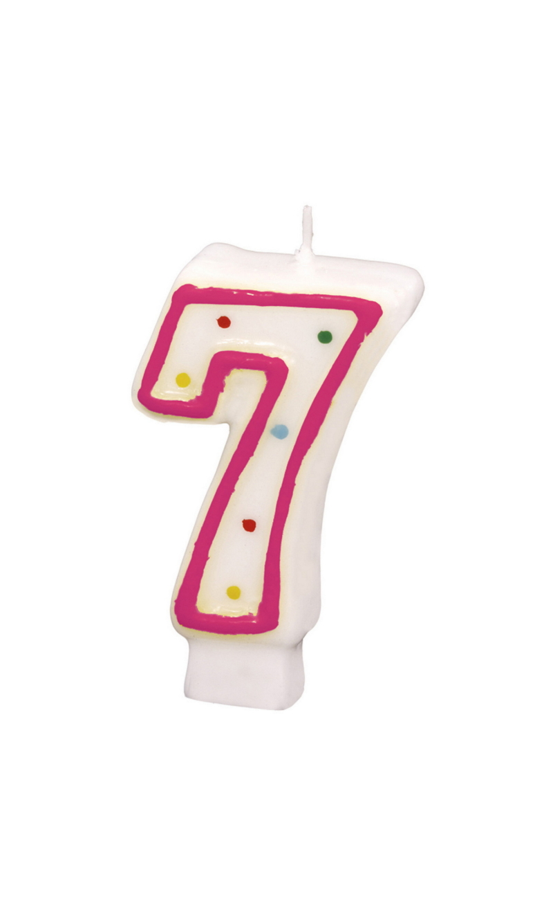 Numeral Candle 7.3cm (Assorted Colors) - No.7
