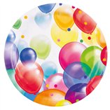 Balloons Party Round Paper Plates 23cm - 8pk