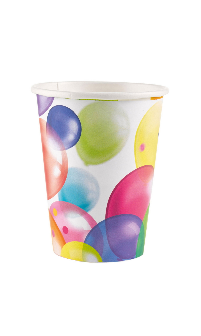 Balloons Party Paper Cups 250ml - 8pk