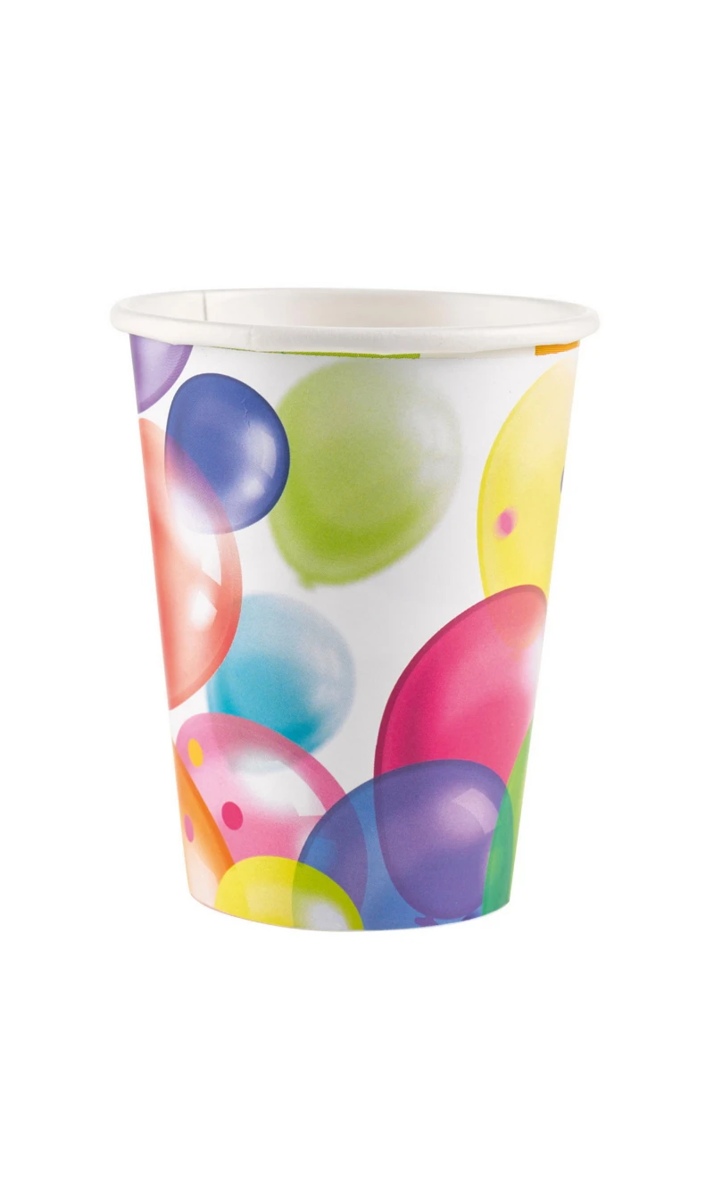 Balloons Party Paper Cups 250ml - 8pk