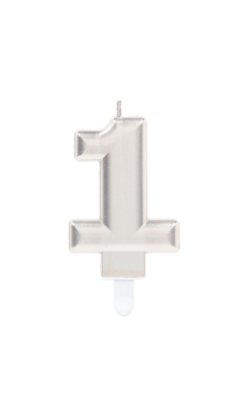 Sparkling Celebrations Candle with Holder 9.3cm Silver - No.1