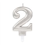 Sparkling Celebrations Candle with Holder 9.3cm Silver - No.2