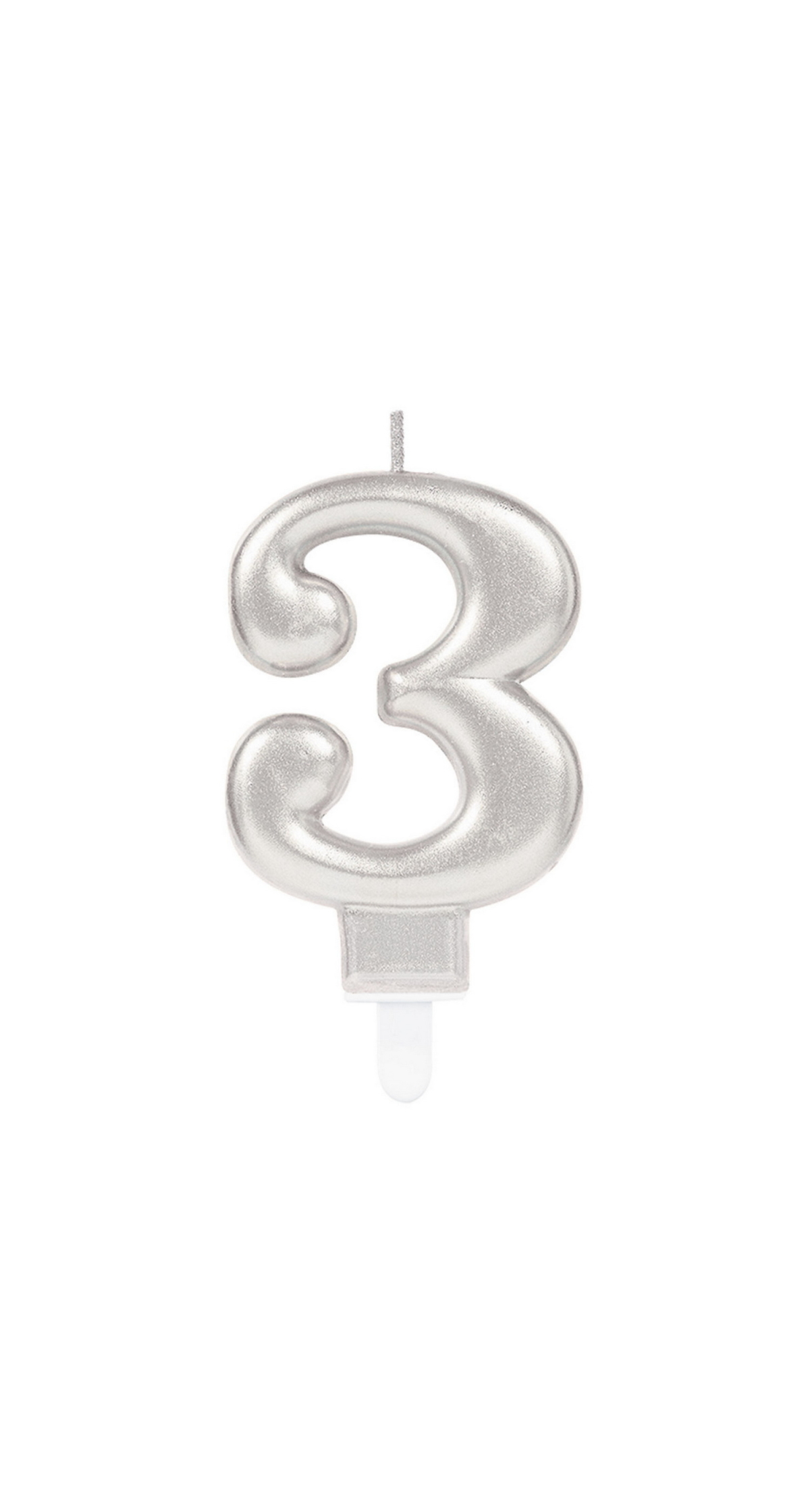 Sparkling Celebrations Candle with Holder 9.3cm Silver - No.3