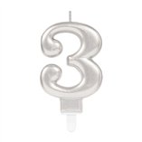 Sparkling Celebrations Candle with Holder 9.3cm Silver - No.3