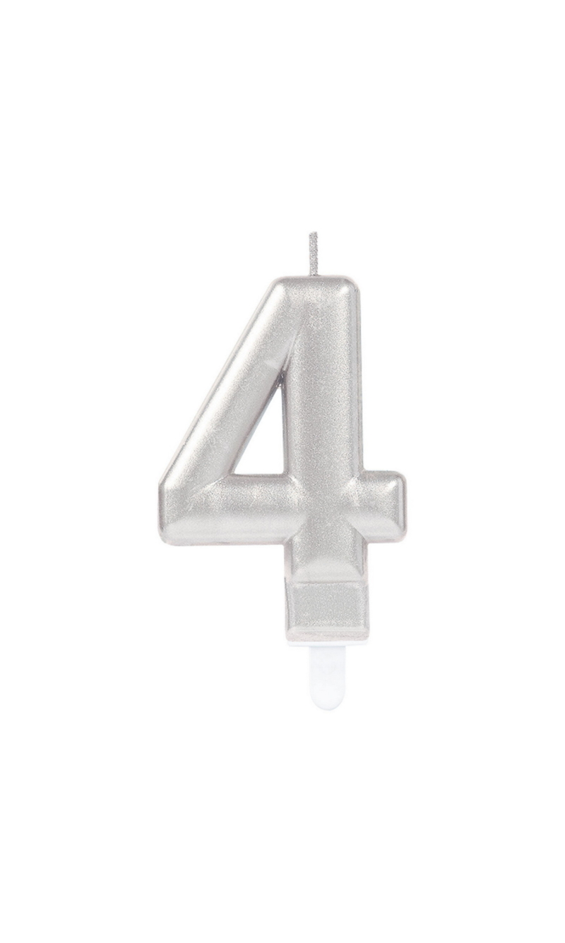 Sparkling Celebrations Candle with Holder 9.3cm Silver - No.4