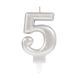 Sparkling Celebrations Candle with Holder 9.3cm Silver - No.5