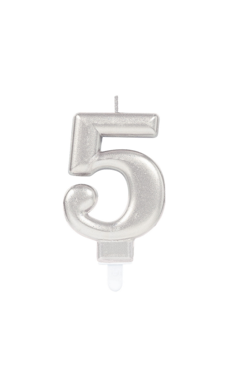Sparkling Celebrations Candle with Holder 9.3cm Silver - No.5