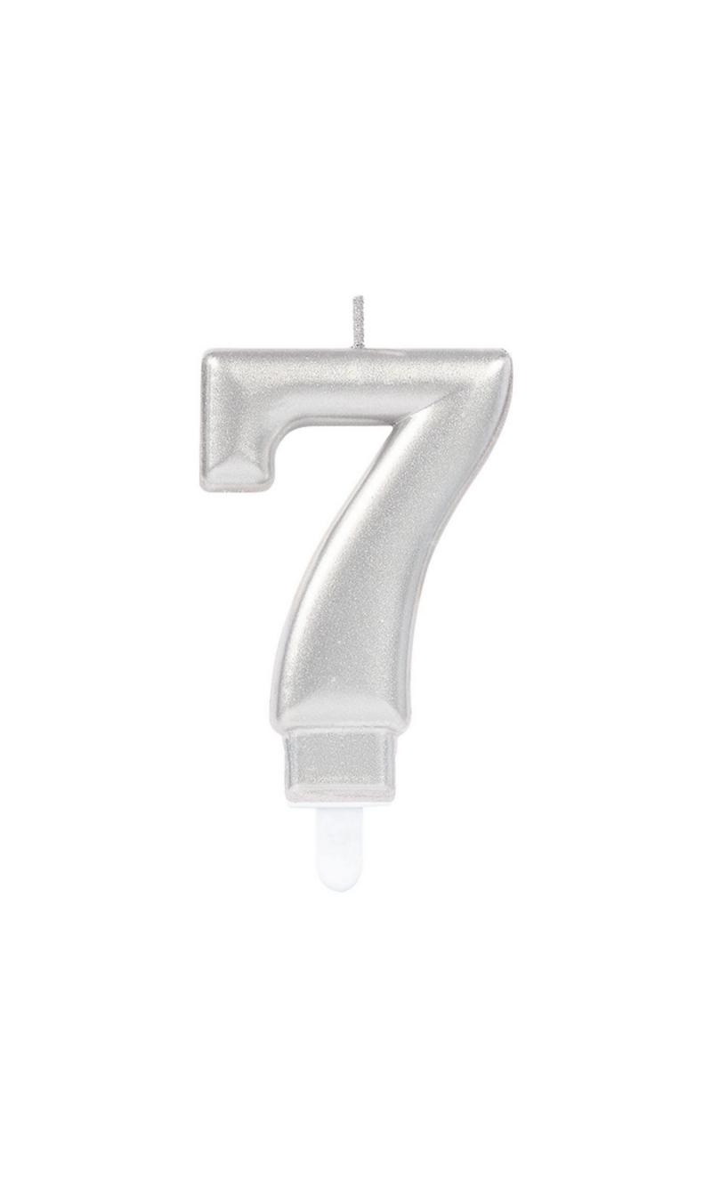 Sparkling Celebrations Candle with Holder 9.3cm Silver - No.7