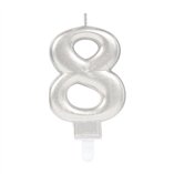 Sparkling Celebrations Candle with Holder 9.3cm Silver - No.8
