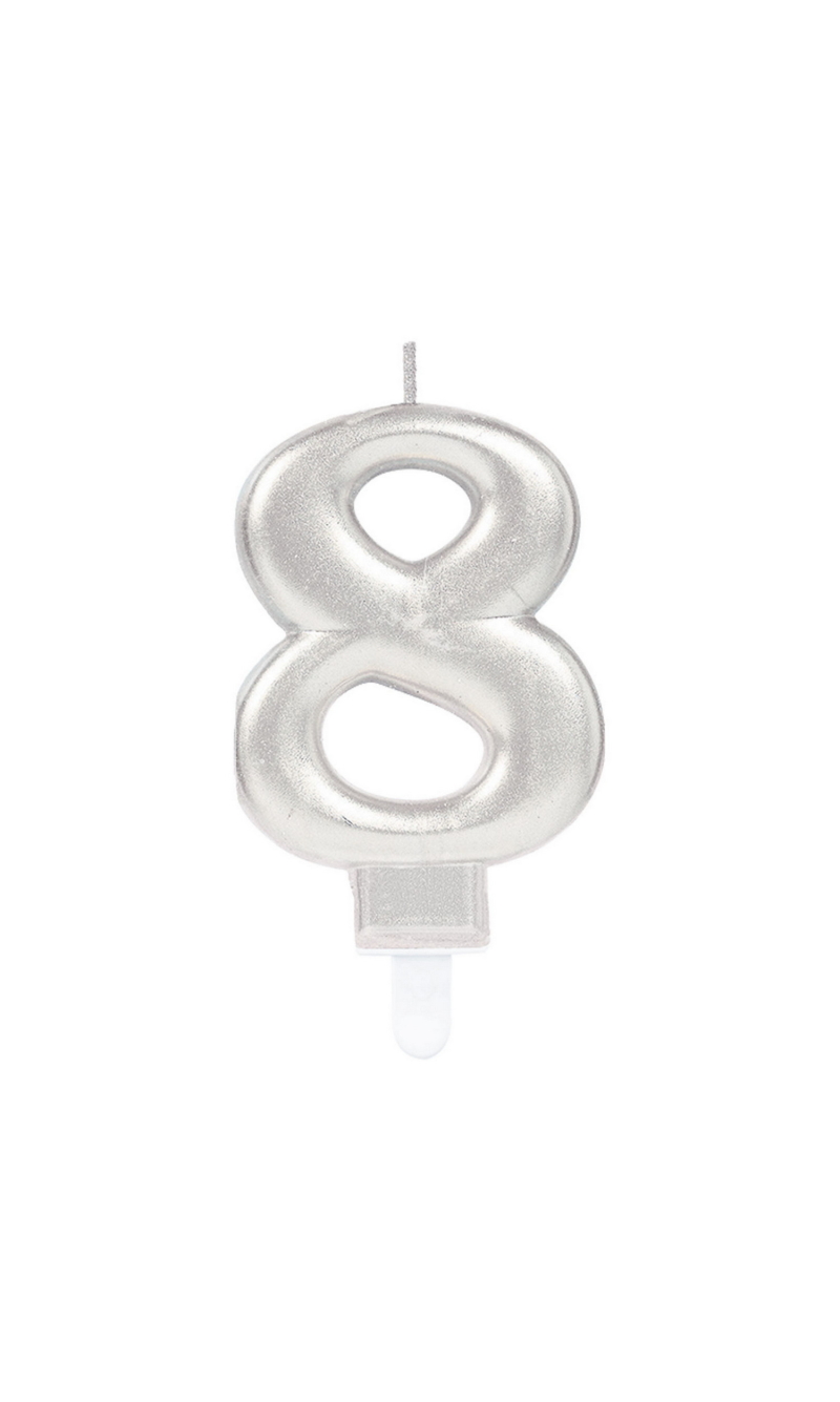 Sparkling Celebrations Candle with Holder 9.3cm Silver - No.8