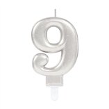 Sparkling Celebrations Candle with Holder 9.3cm Silver - No.9