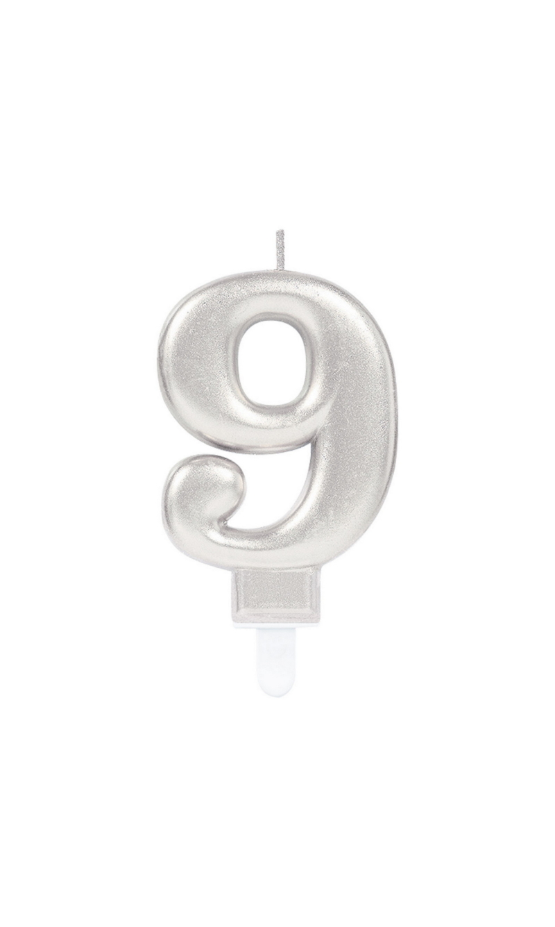 Sparkling Celebrations Candle with Holder 9.3cm Silver - No.9