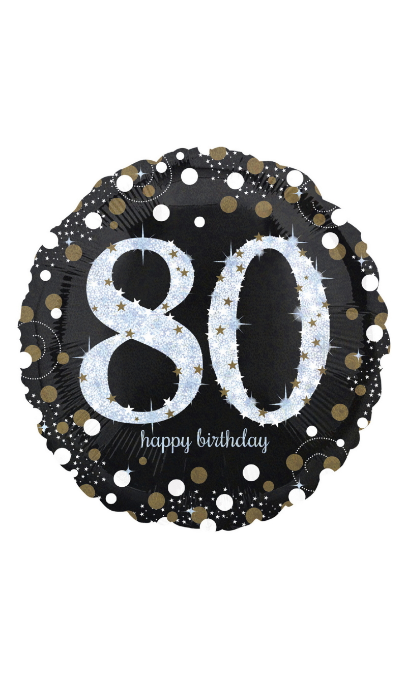 Holographic Sparkling Birthday Foil Balloon 43cm – No 80