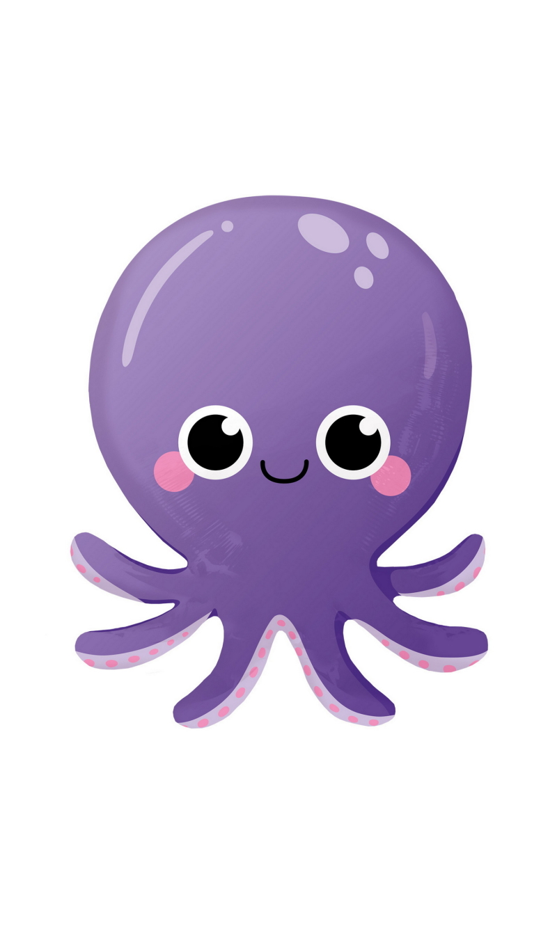 Standard Shape Ocean Buddies Octopus Foil Balloon 45cm x 55cm