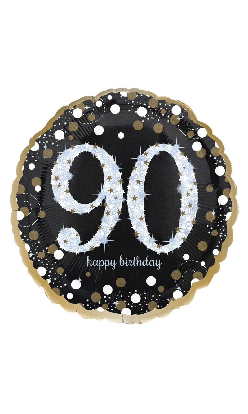 Holographic Sparkling Birthday Foil Balloon 43cm – No 90