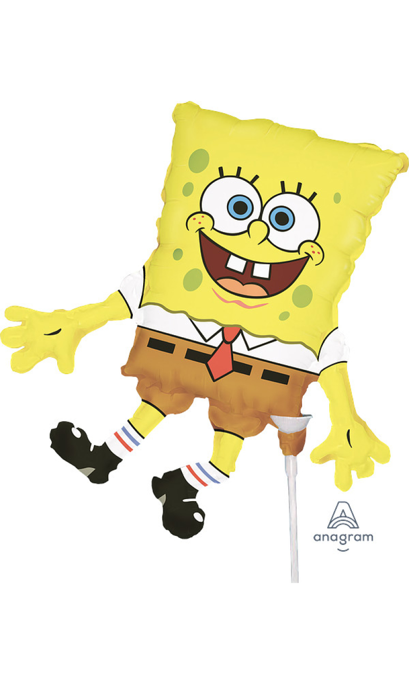 Mini Shape SpongeBob SquarePants Air-Filled 14 Inch Foil Balloon + Stick