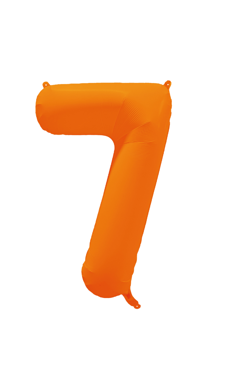 34 Inch Foil Balloon Number Neon Orange - No.7