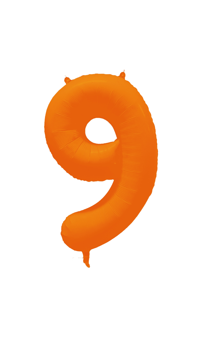 34 Inch Foil Balloon Number Neon Orange - No.9