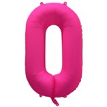 34 Inch Foil Balloon Number Neon Pink - No.0