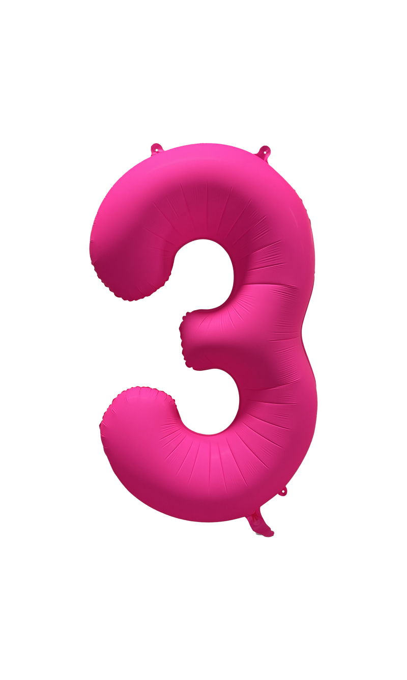 34 Inch Foil Balloon Number Neon Pink - No.3