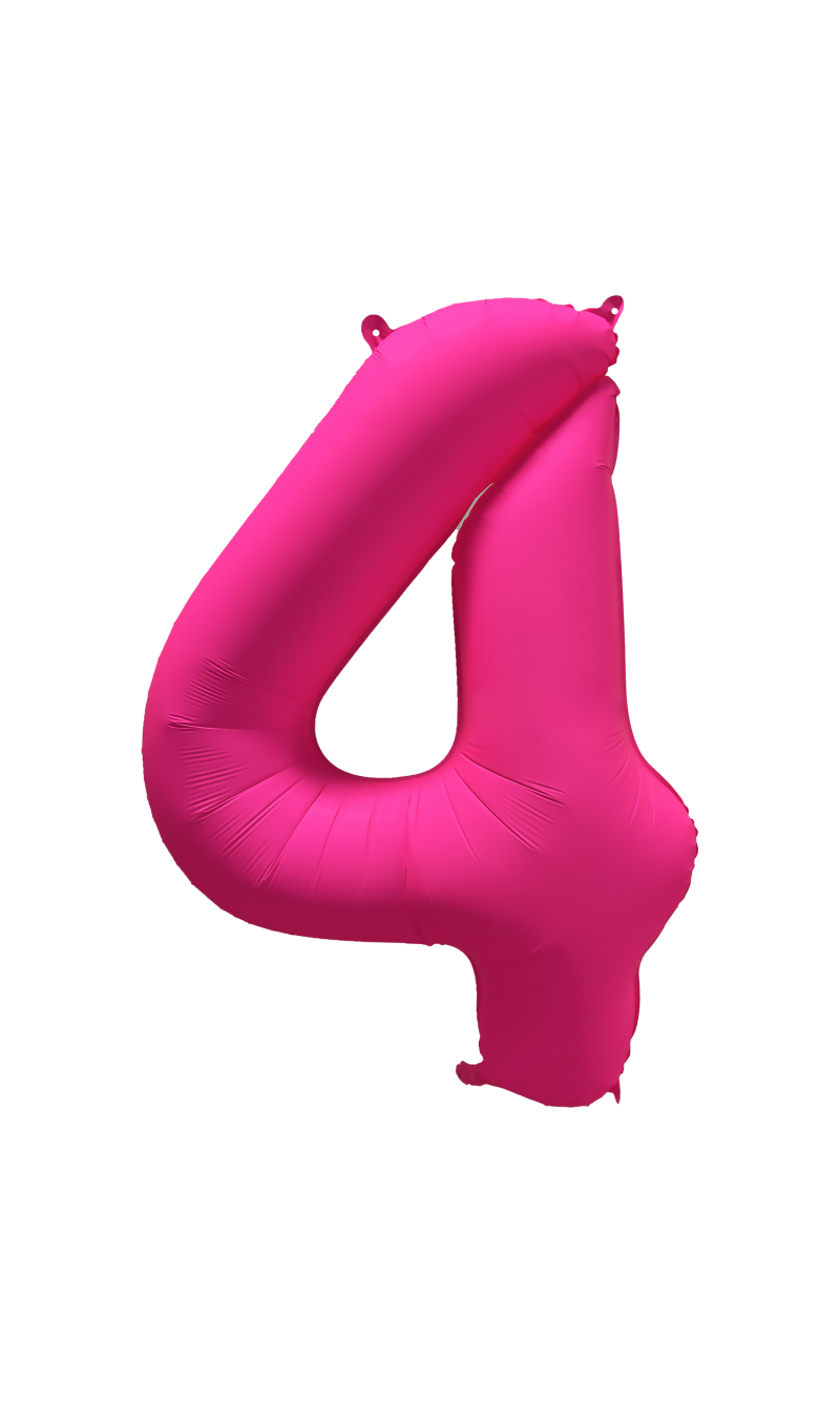 34 Inch Foil Balloon Number Neon Pink - No.4