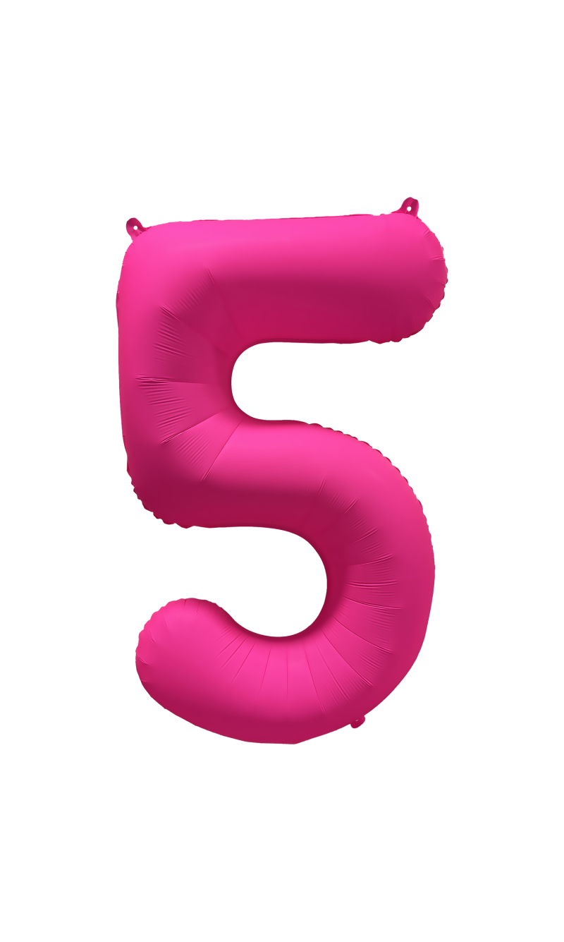 34 Inch Foil Balloon Number Neon Pink - No.5