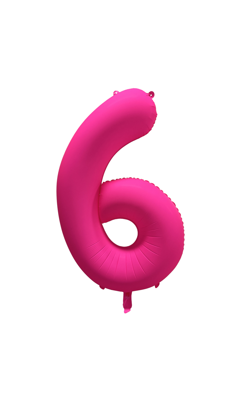 34 Inch Foil Balloon Number Neon Pink - No.6