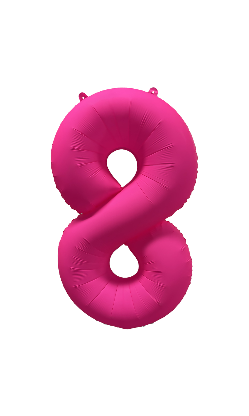 34 Inch Foil Balloon Number Neon Pink - No.8