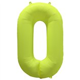 34 Inch Foil Balloon Number Neon Yellow - No.0