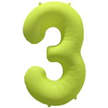 34 Inch Foil Balloon Number Neon Yellow - No.3