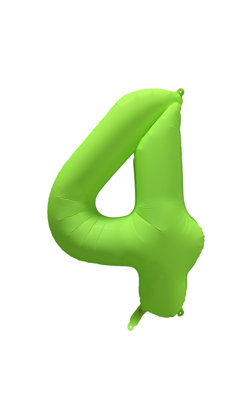 34 Inch Foil Balloon Number Neon Green - No.4