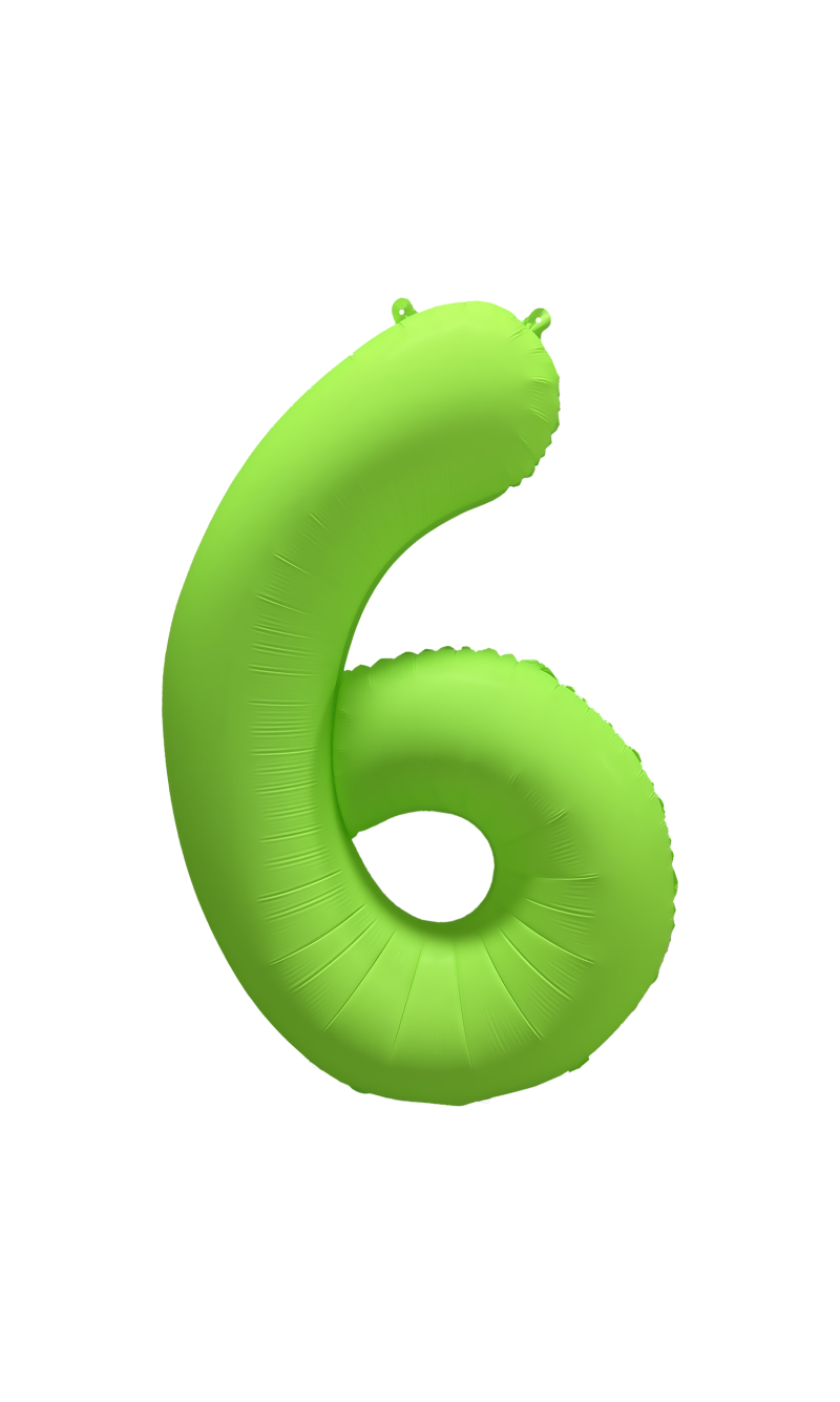 34 Inch Foil Balloon Number Neon Green - No.6
