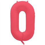 38 Inch Foil Balloon Number Neon Red - No.0