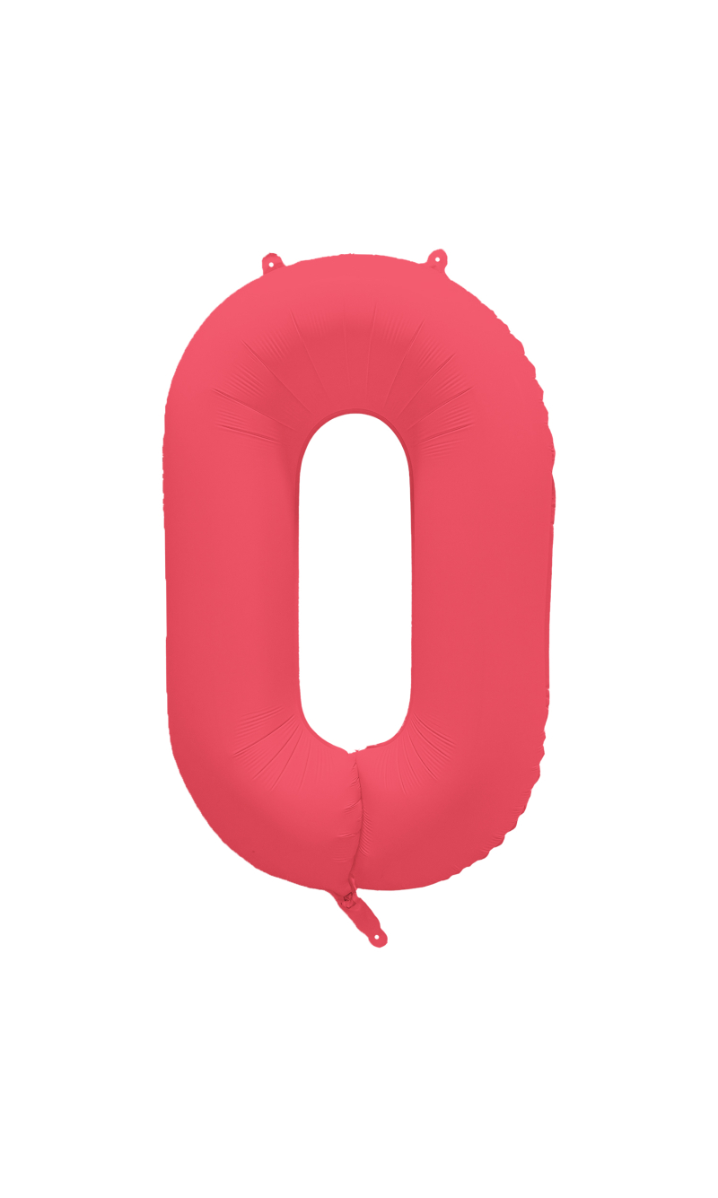 38 Inch Foil Balloon Number Neon Red - No.0