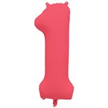 38 Inch Foil Balloon Number Neon Red - No.1