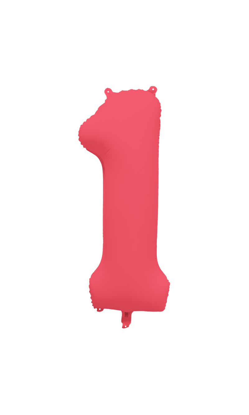 38 Inch Foil Balloon Number Neon Red - No.1