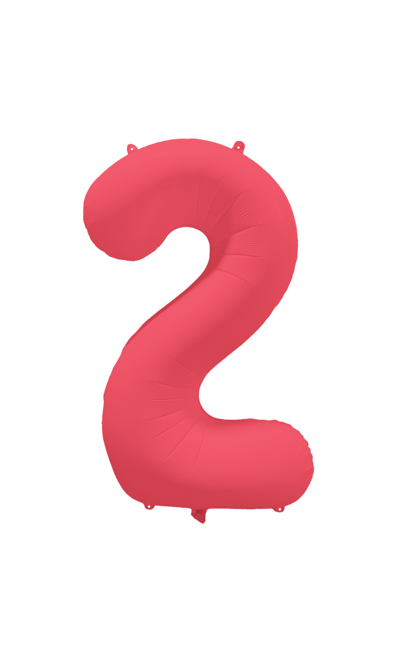 36 Inch Foil Balloon Number Neon Red - No.2