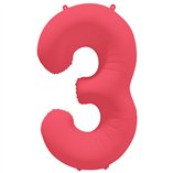 36 Inch Foil Balloon Number Neon Red - No.3