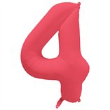 37 Inch Foil Balloon Number Neon Red - No.4