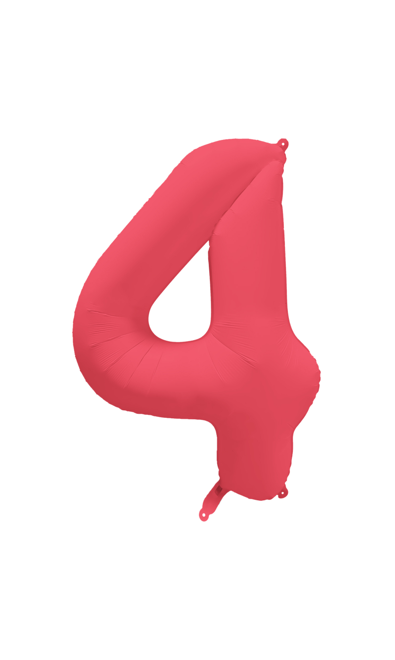 37 Inch Foil Balloon Number Neon Red - No.4