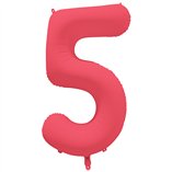 37 Inch Foil Balloon Number Neon Red - No.5