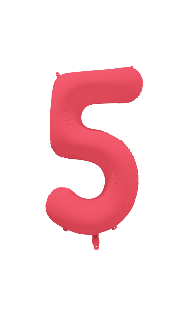 37 Inch Foil Balloon Number Neon Red - No.5