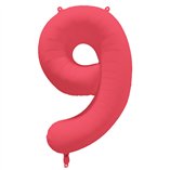 34 Inch Foil Balloon Number Neon Red - No.9