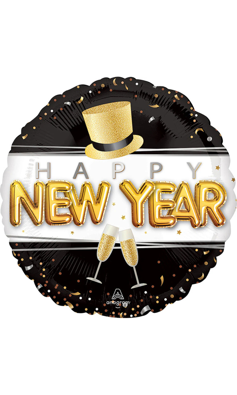 Happy New Year Pop Clink Cheers Foil Balloon 43cm