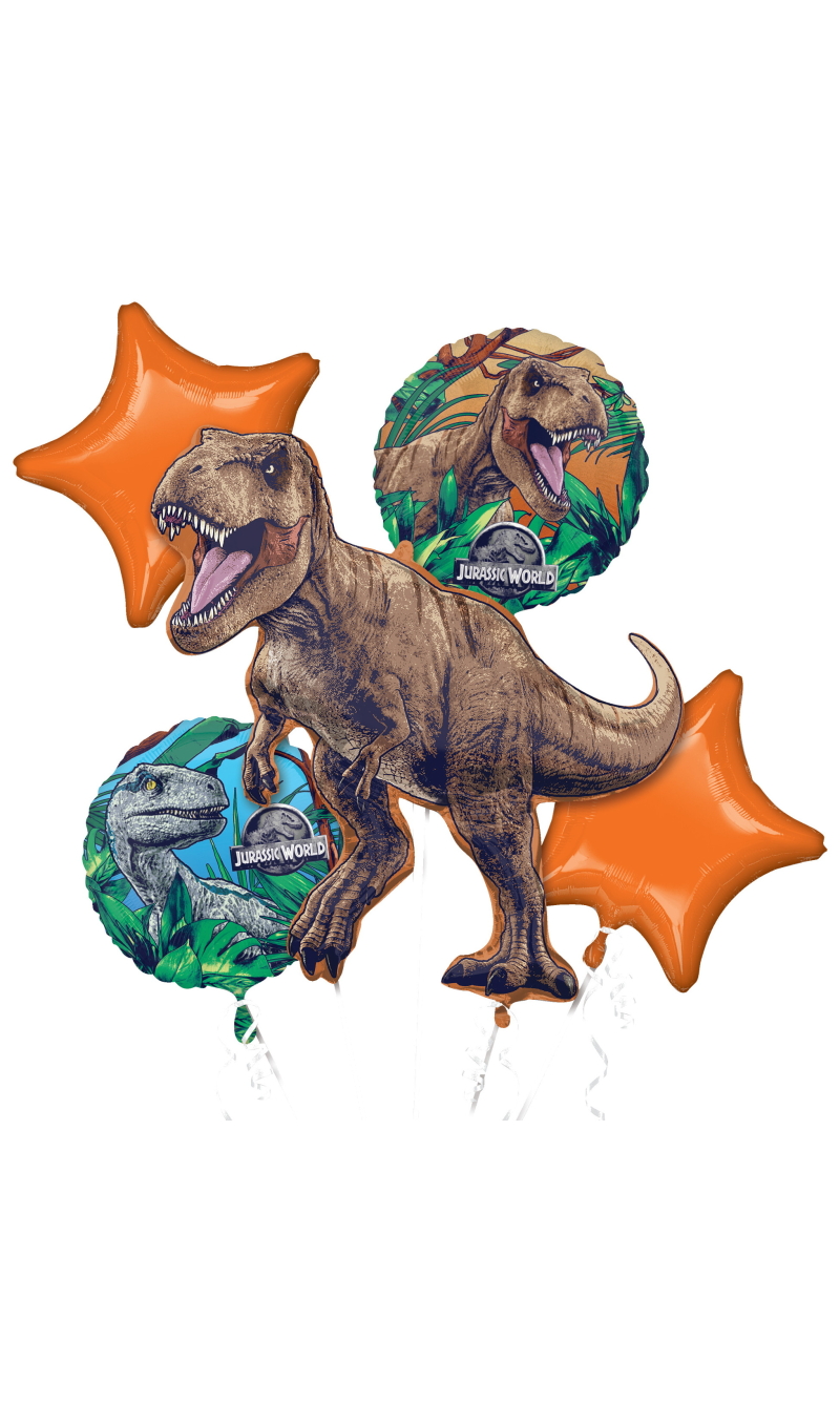 Jurassic World: Dominion Dinosaur Foil Balloon Bouquet - 5pk