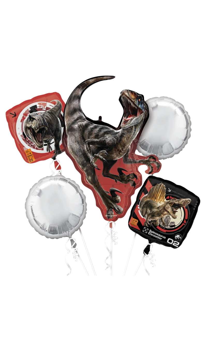Jurassic World Rebirth Dinosaur Foil Balloon Bouquet - 5pk