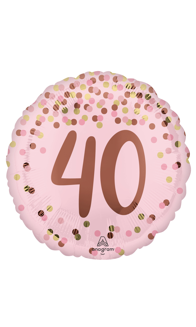 Standard Pretty Pink 40th Birthday Foil Balloon 43cm