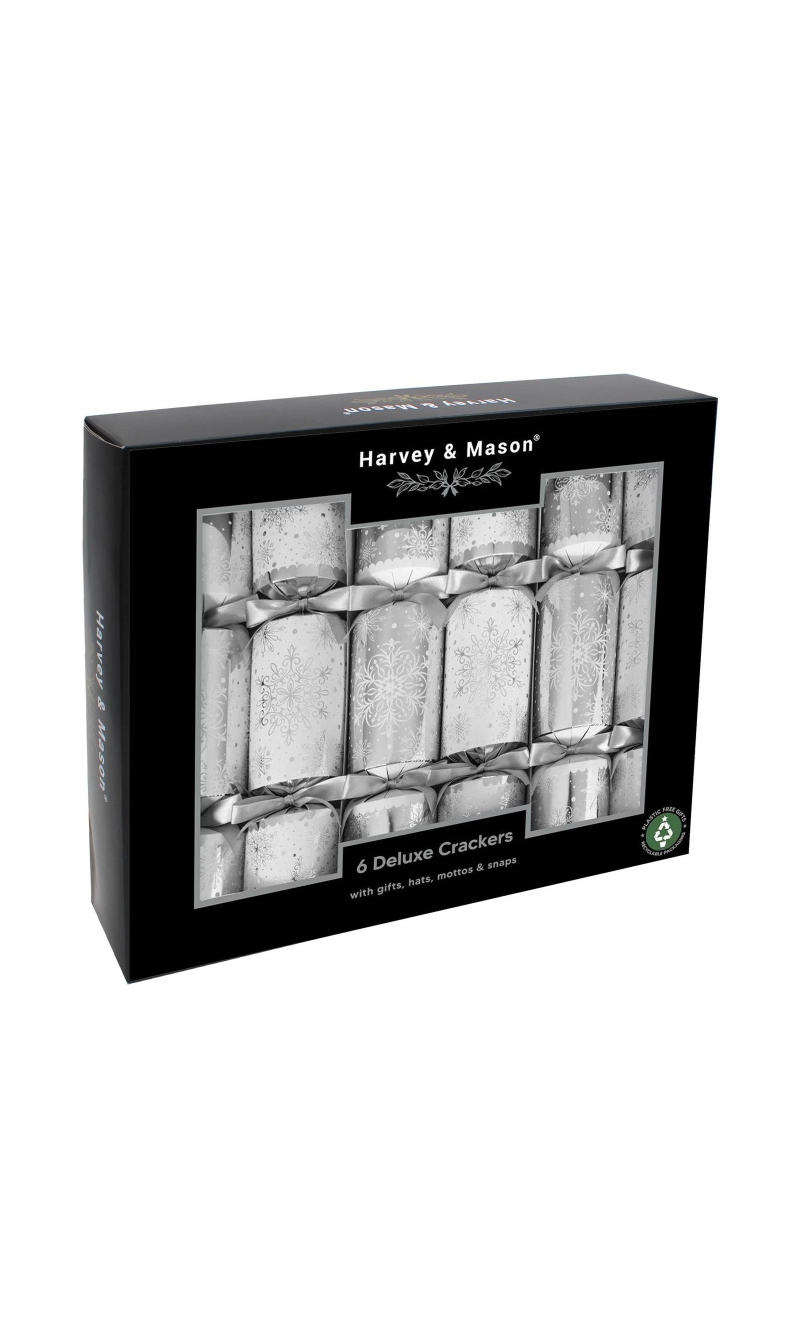 Christmas Crackers Deluxe 6 Pack- Silver Snowflake