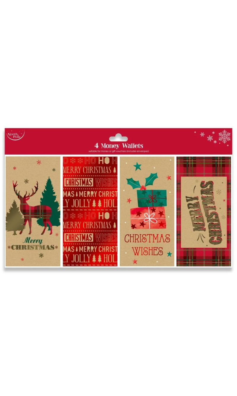 Christmas Money Wallet Cards - Kraft 4