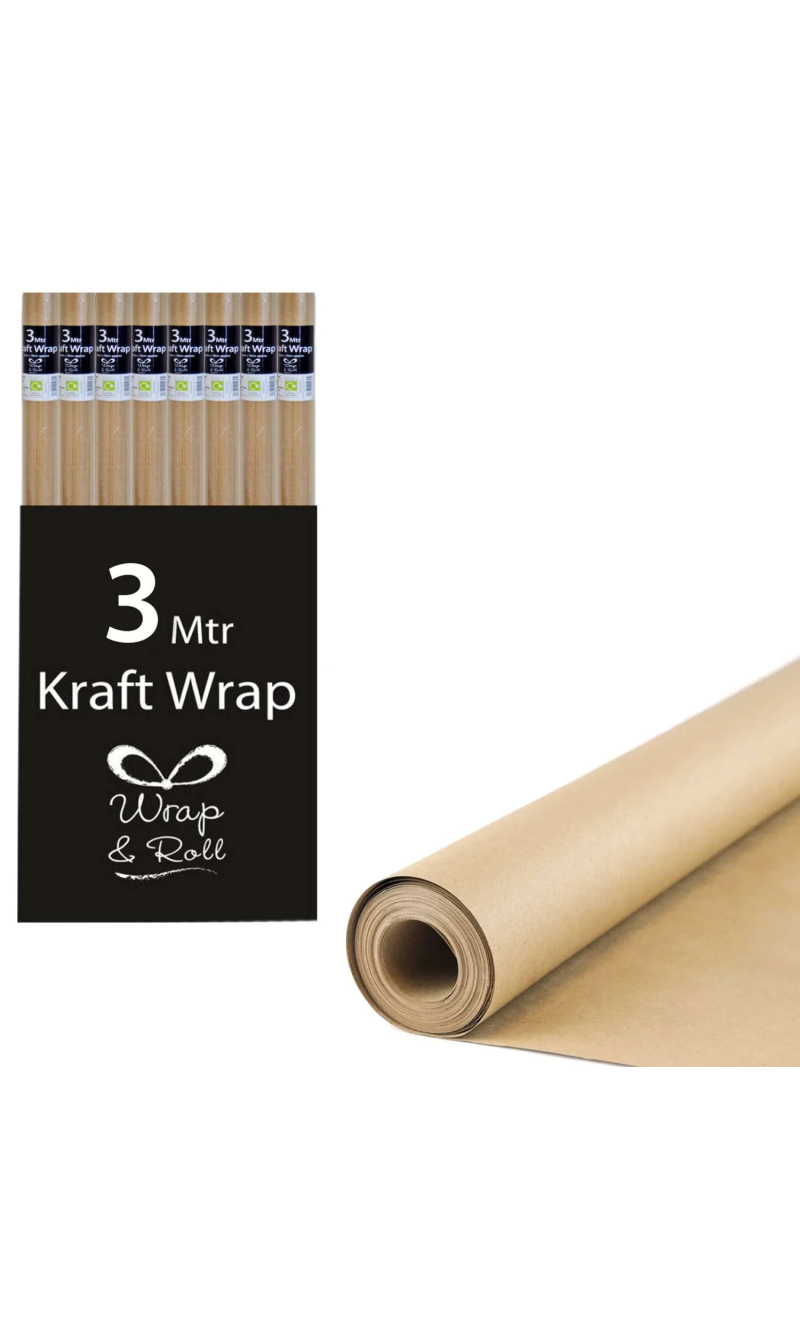 Christmas Kraft Wrap Roll 0.7 x 3m - Brown